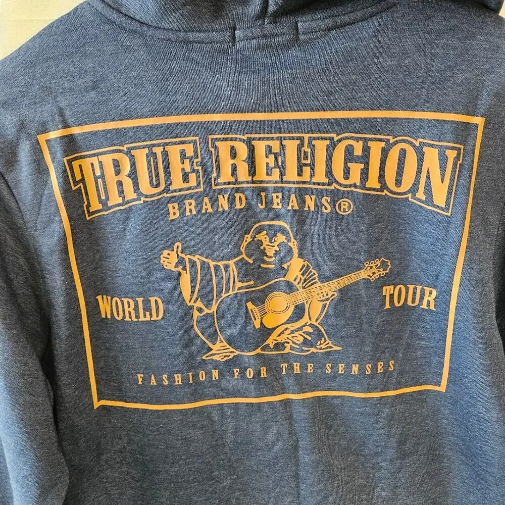 True Religion Zip Up Dress Blue Sweatshirt HS Hoodie Size Large